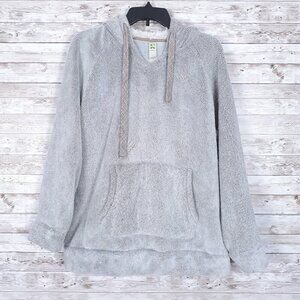 Green Tea Womens Faux Fur Hoodie Pullover L Pocket Sand Cream 710A